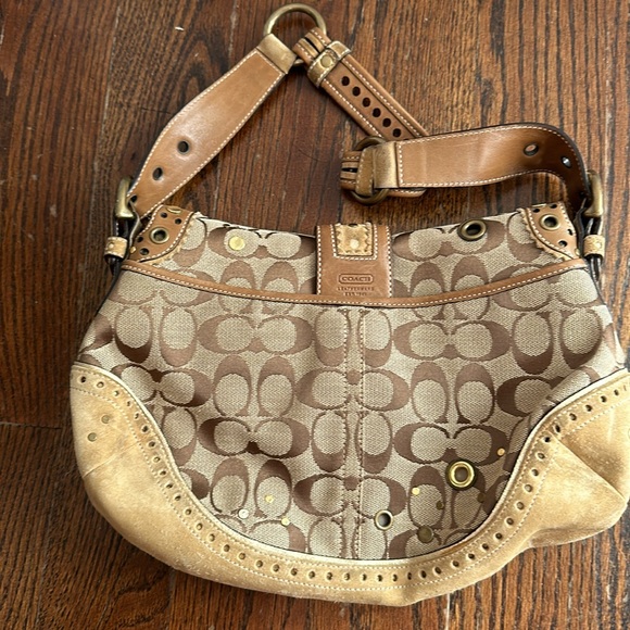 Coach Suede Studded Shoulder Bag - Picture 3 of 7